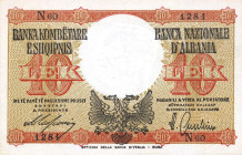 CARTAMONETA - COLONIE ED OCCUPAZIONI DI TERRITORI ITALIANI - Banca Nazionale d'Albania - Occupazione (1939) - 10 Lek 1939 Gav. 104