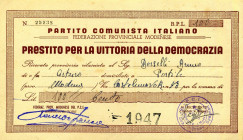 CARTAMONETA - SOTTOSCRIZIONE DI COMITATI E PARTITI POLITICI - Partiti Politici  - 100 Lire 1947 - PCI federazione modenese