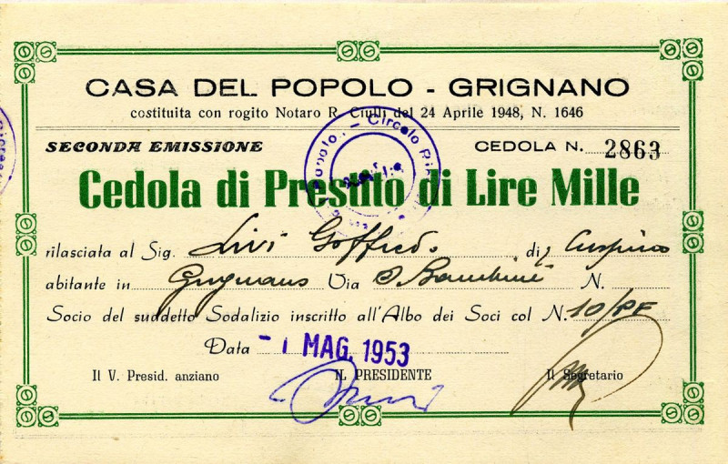 CARTAMONETA - SOTTOSCRIZIONE DI COMITATI E PARTITI POLITICI - Partiti Politici -...