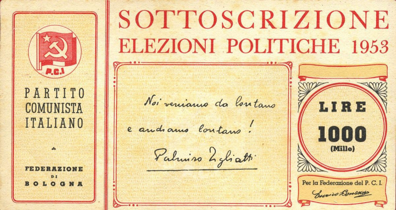 CARTAMONETA - SOTTOSCRIZIONE DI COMITATI E PARTITI POLITICI - Partiti Politici -...