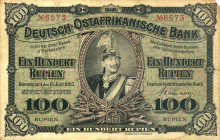CARTAMONETA ESTERA - AFRICA ORIENTALE TEDESCA - Occupazione tedesca - Est Africa (1915-1917) - 100 Rupie 15/06/1905 Pick 4 R   Manca angolo in alto a ...
