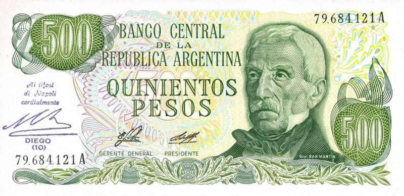 CARTAMONETA ESTERA - ARGENTINA - Repubblica - 500 Pesos Con timbro dei tifosi de...