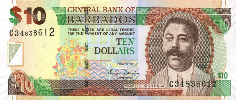 CARTAMONETA ESTERA - BARBADOS - Elisabetta II (1952-2022) - 10 Dollari 2007

S...