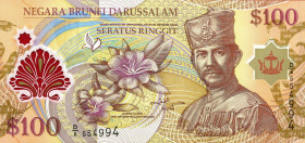 CARTAMONETA ESTERA - BRUNEI - Hassanal Bolkiah (1967) - 100 Ringgit 2004 Pick 29