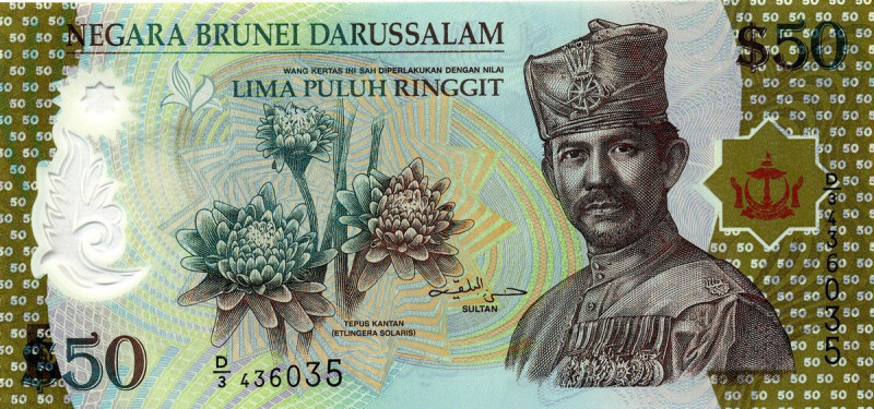 CARTAMONETA ESTERA - BRUNEI - Hassanal Bolkiah (1967) - 50 Ringgit 2004 Pick 28...