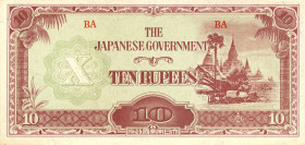 CARTAMONETA ESTERA - BURMA - Repubblica  - 10 Rupie Occupazione Giapponese Pick 16   19 biglietti