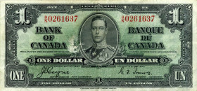CARTAMONETA ESTERA - CANADA - Giorgio VI (1936-1952) - Dollaro 02/01/1937 Pick 58    Piega a croce