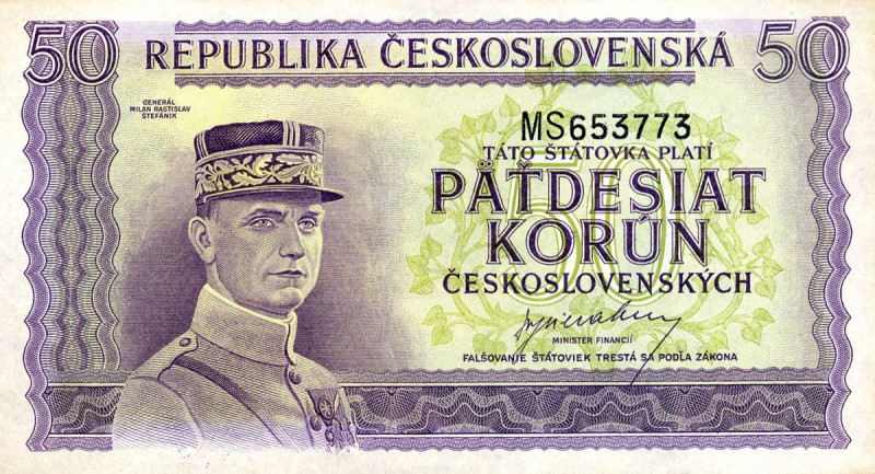 CARTAMONETA ESTERA - CECOSLOVACCHIA - Repubblica - 50 Corone (1945) Pick 62

S...