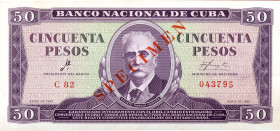 CARTAMONETA ESTERA - CUBA - Repubblica  - 50 Pesos 1961 SPECIMEN Pick 98