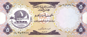 CARTAMONETA ESTERA - EMIRATI ARABI  - 5 Dirhams (1973) Pick 2    Piega verticale