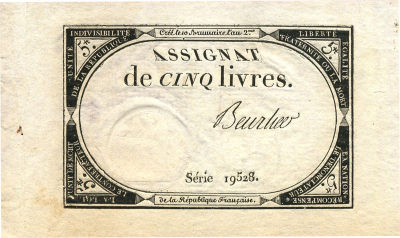 CARTAMONETA ESTERA - FRANCIA - Costituzione (1791-1795) - 5 Livres (1793) Pick A...