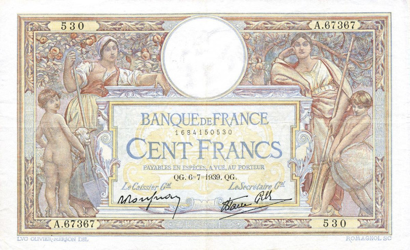 CARTAMONETA ESTERA - FRANCIA - Terza Repubblica (1870-1940) - 100 Franchi 06/07/...