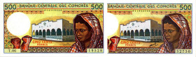 CARTAMONETA ESTERA - ISOLE COMORES - Repubblica  - 500 Franchi (1984-2004) Pick 10   2 esemplari con firma diversa
