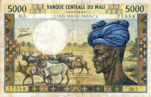 CARTAMONETA ESTERA - MALI - Repubblica  - 5.000 Franchi (1970-84) Pick 14