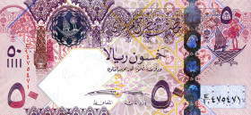 CARTAMONETA ESTERA - QATAR  - 50 Riyals (2008) Pick 31   6 biglietti consecutivi