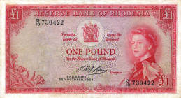 CARTAMONETA ESTERA - RHODESIA - Elisabetta II (1952-1966) - Sterlina 26/10/1964 Pick 25
