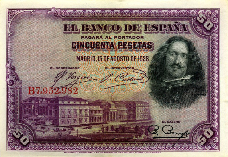 CARTAMONETA ESTERA - SPAGNA - Alfonso XIII (1886-1931) - 50 Pesetas 15/08/1928 P...