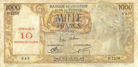 CARTAMONETA ESTERA - TUNISIA - Occupazione Francese (1839-1962) - 1.000 Franchi 01/07/1958  R   Piccole mancanze passanti