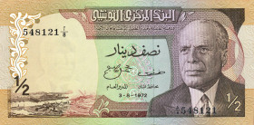 CARTAMONETA ESTERA - TUNISIA - Repubblica (1957) - 1/2 Dinar 03/08/1972 Pick 66