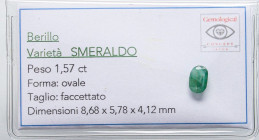 VARIE - Pietre preziose  Smeraldo, 1,57 ct, con certificato Gemmological