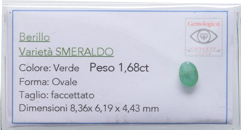 VARIE - Pietre preziose Smeraldo, 1,68 ct, con certificato Gemmological

Statu...