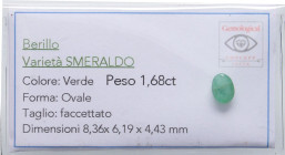 VARIE - Pietre preziose  Smeraldo, 1,68 ct, con certificato Gemmological