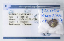 VARIE - Pietre preziose  Zaffiro Naturale Grezzo, 12,58 ct, con certificato Preziose Pietre