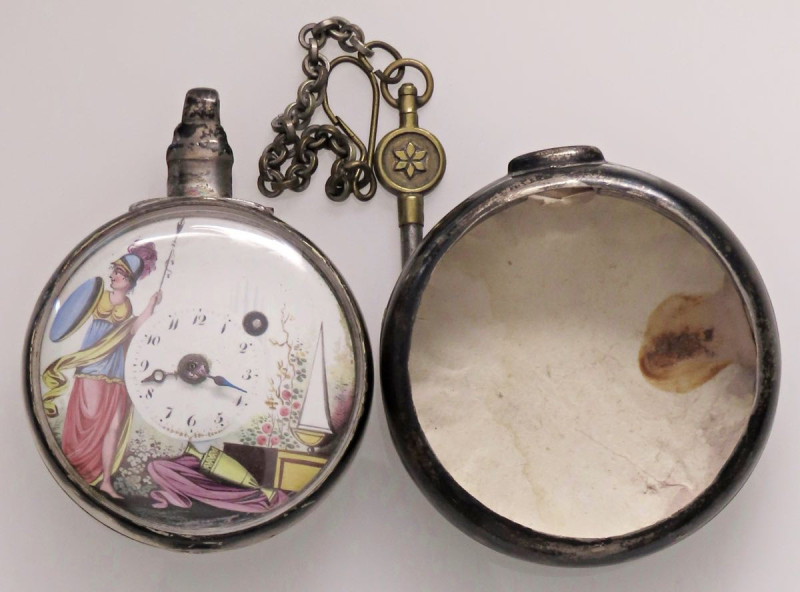 VARIE - Orologi da taschino Orologio con quadrante dipinto e porta orologio, con...