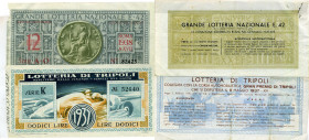 VARIE - Biglietti lotterie  Lotteria di Tripoli 1937 e Grande Lotteria Nazionale 1938 - Lotto di 2 biglietti