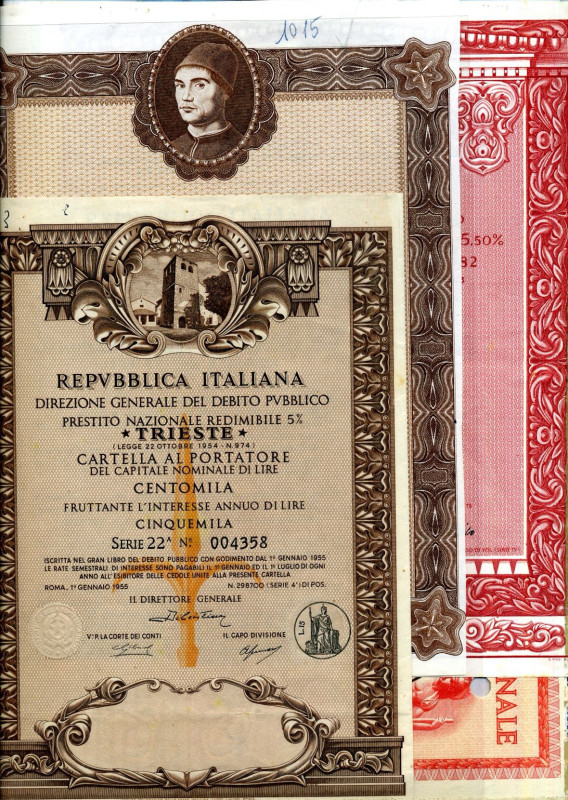 VARIE - Buoni Buoni del Tesoro 1945-1974, lotto di 6 pezzi

Status: med. SPL
