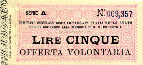 VARIE - Buoni  Onoranze alla memoria si S. M. Umberto I, da 50 centesimi, serie A 1900, offerta volontaria  R  Forellini da spillo