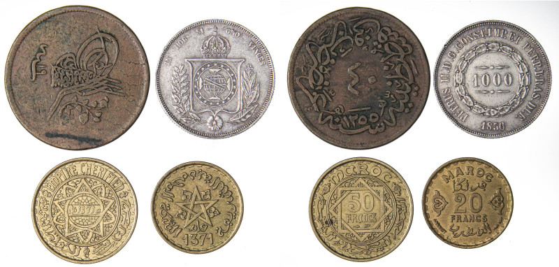 LOTTI - Estere BRASILE - 1000 reis 1856, Turchia 40 para 1255, Marocco 20 e 50 f...