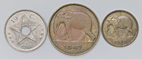 LOTTI - Estere  CONGO BELGA - Lotto di 3 monete