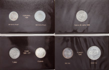 LOTTI - Estere  FAO - Album 1984-85 con custodia cartonata, 8 cartoncini con 14 monete tutte diverse (4 in AG)