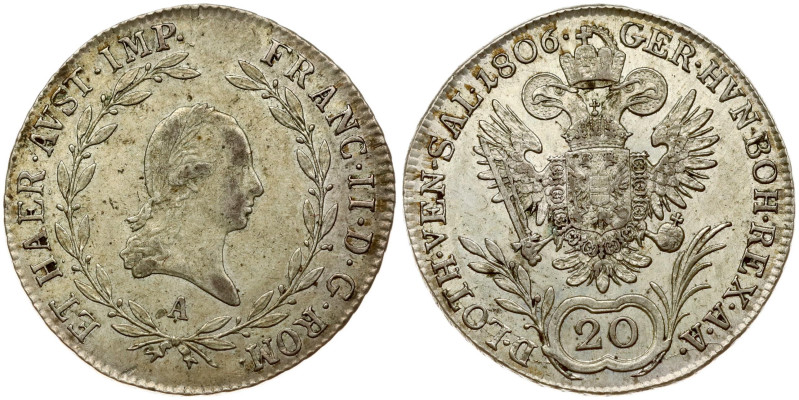 Holy Roman Empire. Franz II (1792-1835). 20 Kreuzer 1806 A. Silver 6.66 g. KM 21...