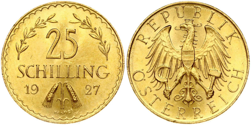 Austria. 25 Schilling 1927. Gold 5.88 g. Fr. 521, KM-2841.