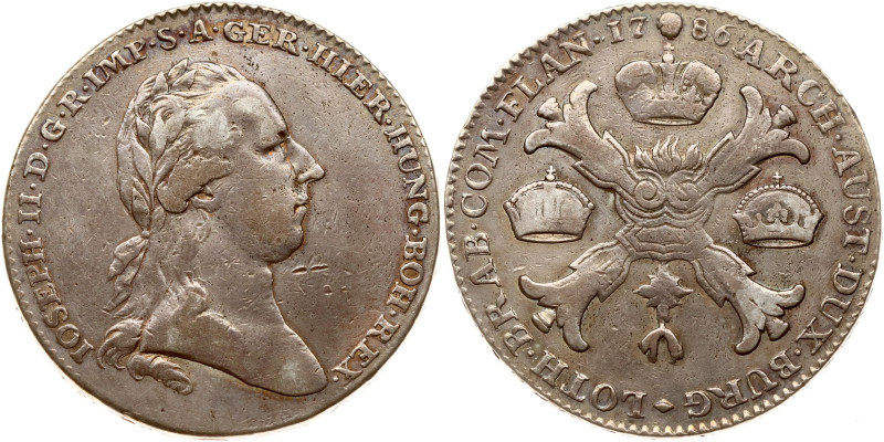 Austrian Netherlands. Joseph II (1780-1790). Taler 1786, Brussels. Silver 29.01 ...