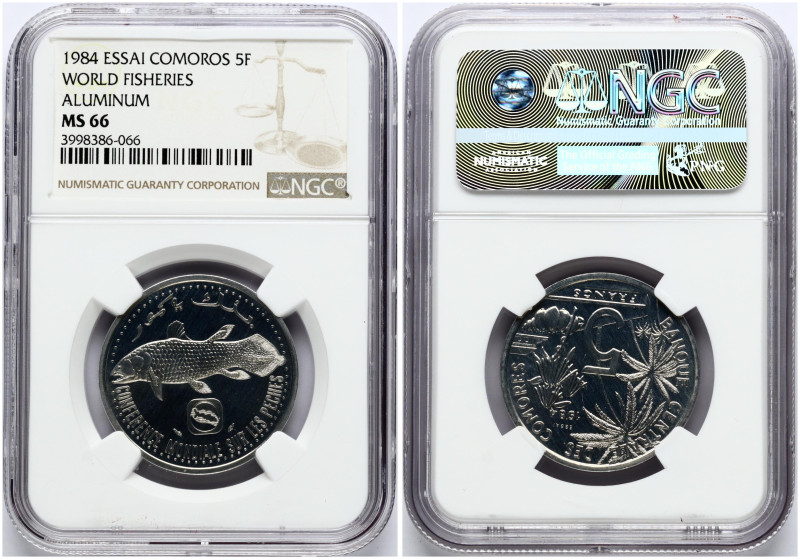 Comoro Islands. 5 Francs 1984 Essai World Fisheries Conference. Mintage 1700 pcs...