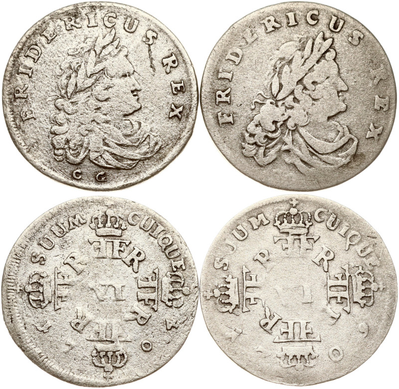 Germany, Prussia. Friedrich I (1701-1713). 6 Groscher 1704 CG & 1709 CG. Silver,...