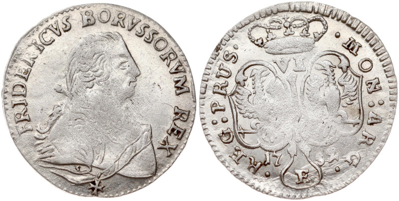 Germany, Prussia. Friedrich II (1740-1786). 6 Groscher 1752 E. Silver 2.78 g. KM...