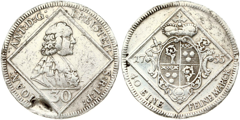 Germany, Eichstatt. Johann Anton II (1736-1757). 30 Kreuzer 1755 ML. Silver 9.69...