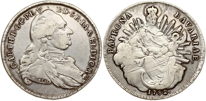 Germany, Bavaria. Charles Theodore (1777-1799). Taler 1782 I.SCH. Silver 27.64 g...