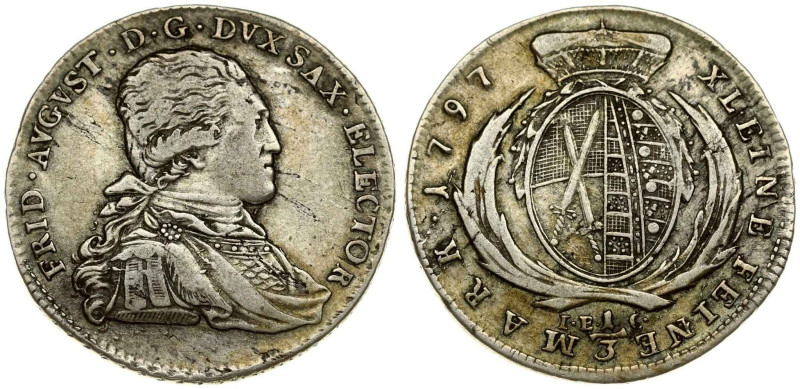 Germany, Saxony. Friedrich August III (1763-1827). 1/3 Taler 1797 IEC. Silver 6....