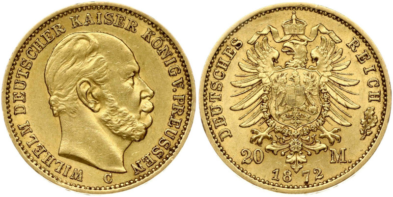 Germany Prussia 20 Mark 1872 C Wilhelm I (1861-1888). Gold 7.93g. KM-501