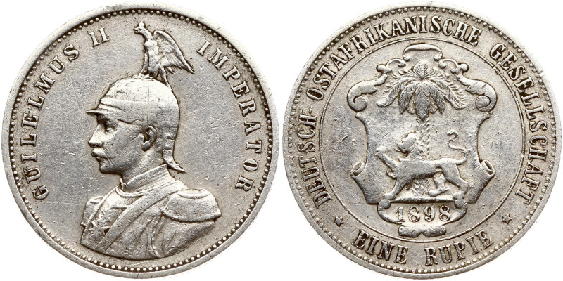 German East Africa. Wilhelm II (1888-1918). Rupie 1898. Silver 11.53 g. KM 2. Sm...