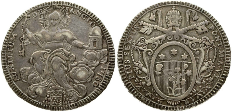 Italy, Vatican. Pius VI (1775-1799). Scudo 1780 Rome. Silver 26.25 g. Dav. 1471;...