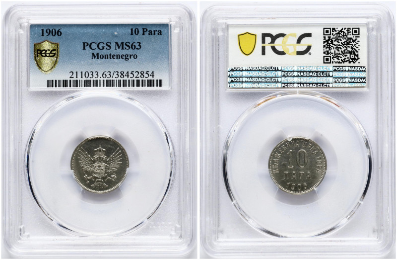 Montenegro. Nicholas I (1860-1918). 10 Para 1906. Nickel. KM 3. PCGS MS 63