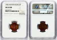 Montenegro 2 Pare 1906 NGC MS 63 RB