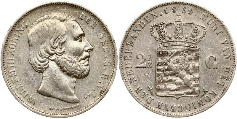 Netherlands. William III (1849-1890). 2½ Gulden 1869. Silver 24.83 g. KM 82.