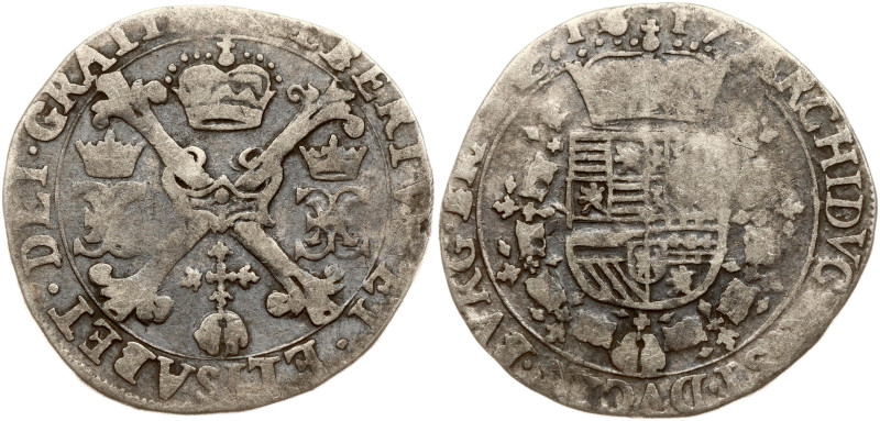 Spanish Netherlands, Brabant. Albert & Isabella(1598-1621). 1/4 Patagon 1617, An...